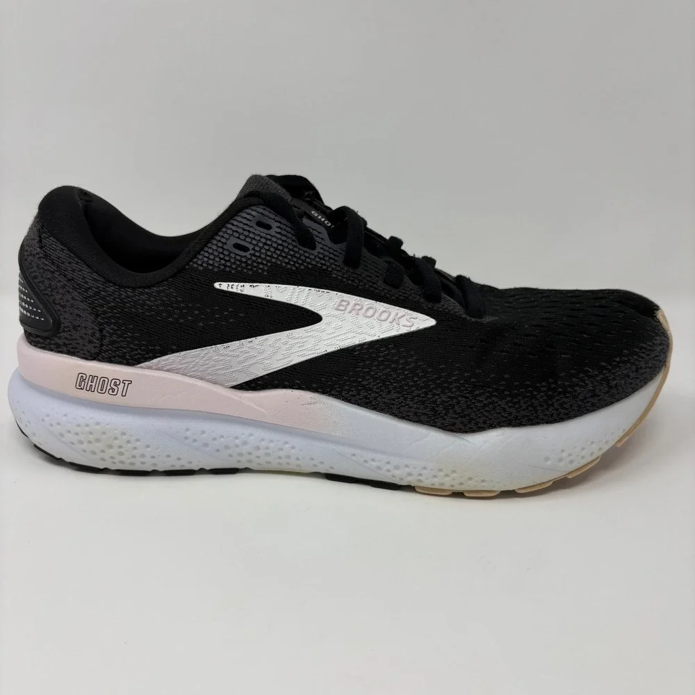 Brooks Ghost 16 Women's Size 8 Black White Pink Running Shoes (1204071B077)